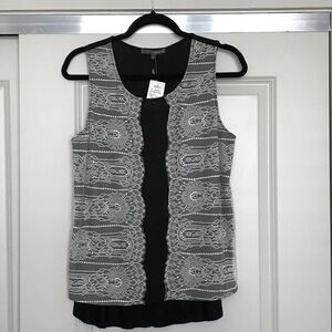Matty M Gray and Black Lace Tank Top NWT